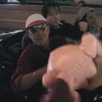 Hunter S. Thompson, John Cusack and Johnny Depp riding around with a blow-up doll.