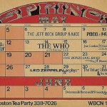 Boston Tea Party calendar for Tea Party shows in May of 1969.