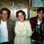 Emilio Estevez, Molly Ringwald and Judd Nelson on set of The Breakfast Club