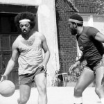 The Reverend Jesse Jackson and Marvin Gaye playing basketball in 1976
