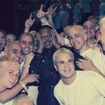 Surrounded by faux-Eminems on the set of the real Eminem’s “The Real Slim Shady” shoot