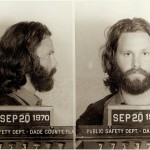 Jim Morrison arrest mugshot for warrant of exposing himself during a concert, 1969