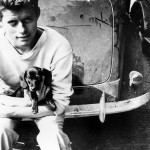 John F. Kennedy with his dog Dunker during his tour of Europe in the summer of 1937