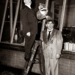 Alfred Hitchcock and Ross Bagdasarian on the set of Rear Window