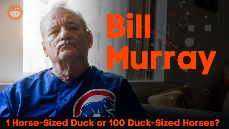 Bill Murray on if he’d rather fight one horse-sized duck or 100 duck-sized horses?