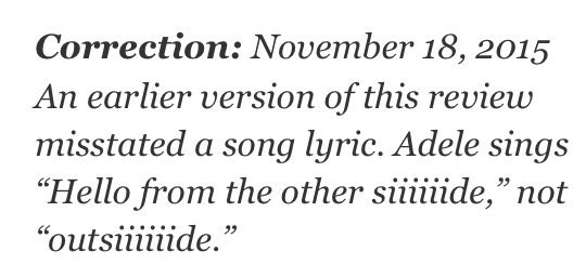 The New York Times Issued An Amazing Correction About Adele’s “Hello”