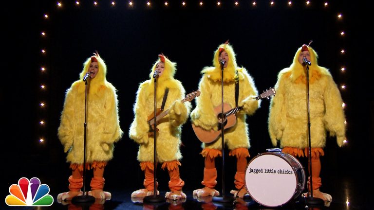 Alanis Morissette, Meghan Trainor, and Jimmy Fallon Perform ‘Ironic’ As Chickens