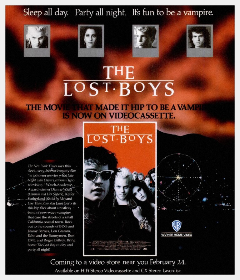 The Lost Boys movie. Coming to a video store near you, 1988.