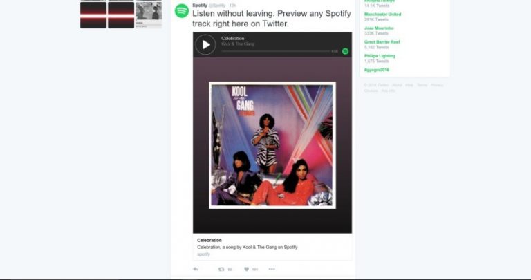 You can now play Spotify tracks right from your Twitter timeline