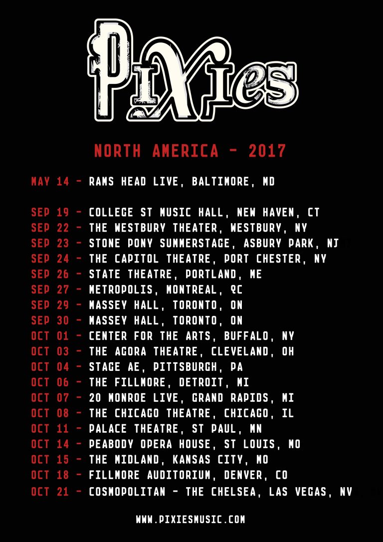 Pixies announce second leg to 2017 North American Tour