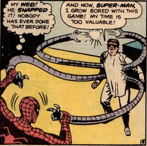That time Doc Ock forgets what comic book company he works for