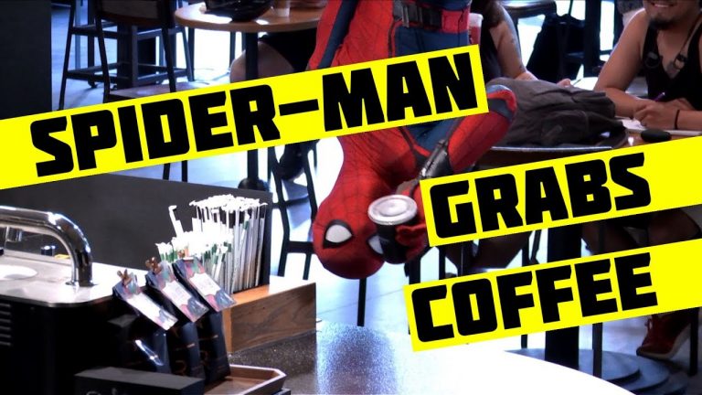 Spider-Man Drops In On Starbucks Customers