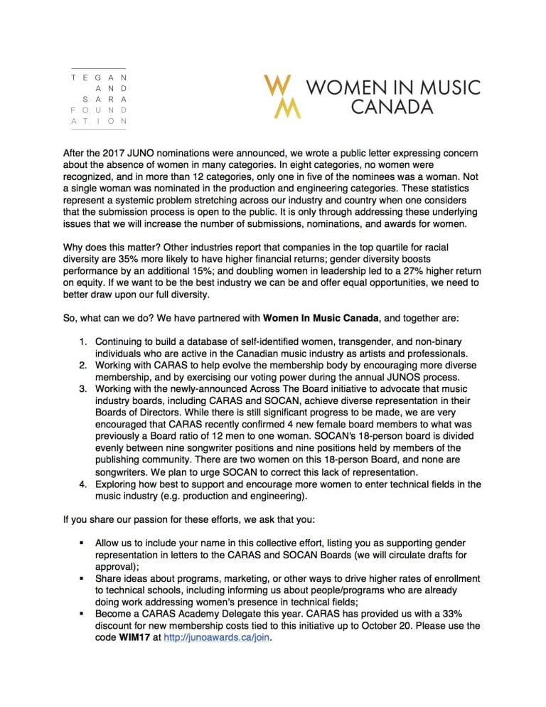 Tegan and Sara’s Call To Action For Women In Canadian Music