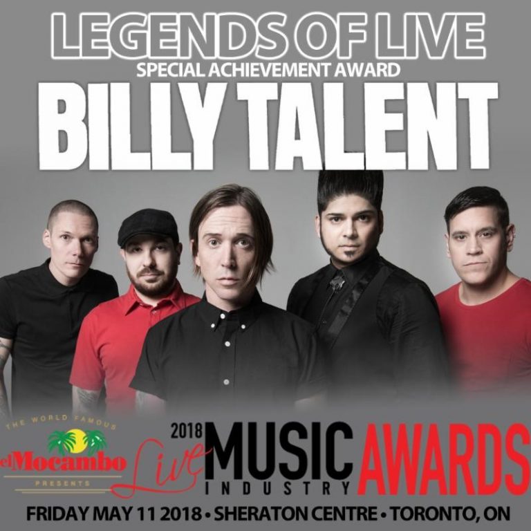 Billy Talent to Receive Legends of Live Special Achievement Award at the 3rd Annual Live Music Industry Awards