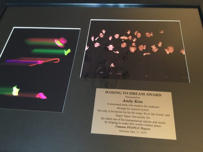 Famous PEOPLE Players Dinner Theatre Honours Andy Kim with the Daring To Dream Award