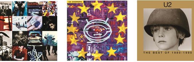 U2 2LP Vinyl Reissues Achtung Baby - Zooropa - The Best Of 1980-1990 ...