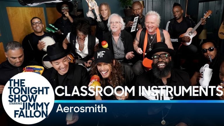 Jimmy Fallon, Aerosmith & The Roots Sing “Walk This Way” With Classroom Instruments