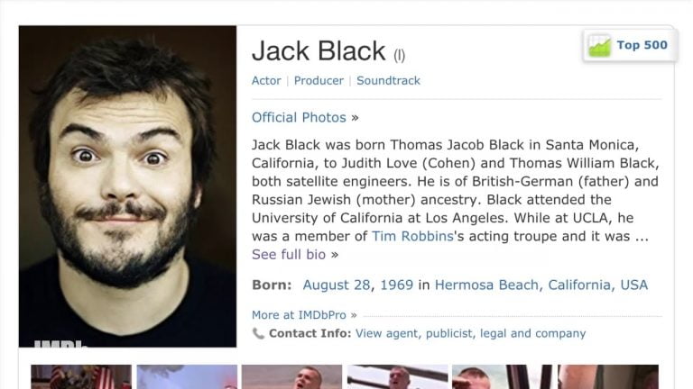 Jack Black Reviews His IMDb Page