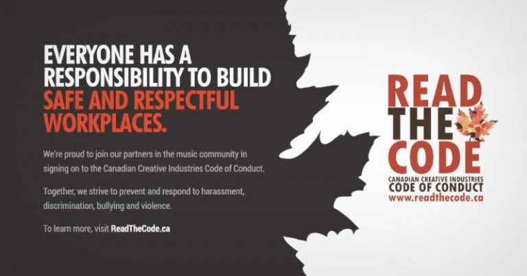 Coalition of Canadian music organizations sign Canadian Creative Industries Code of Conduct