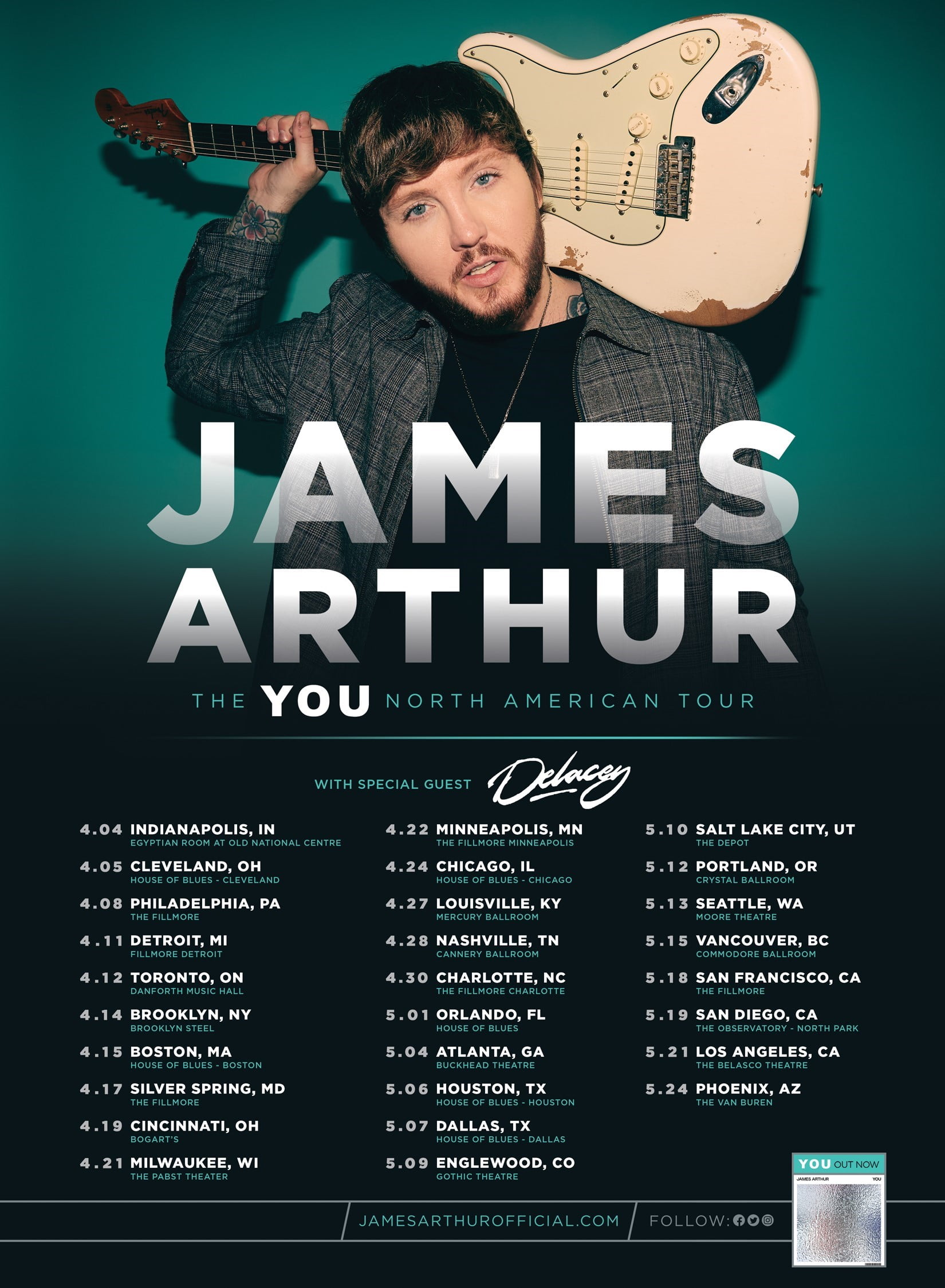James Arthur Announces 2020 North American 'The You Tour' Dates That