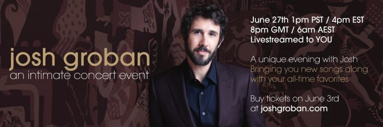 Josh Groban To Present Virtual Livestream Concert, June 27