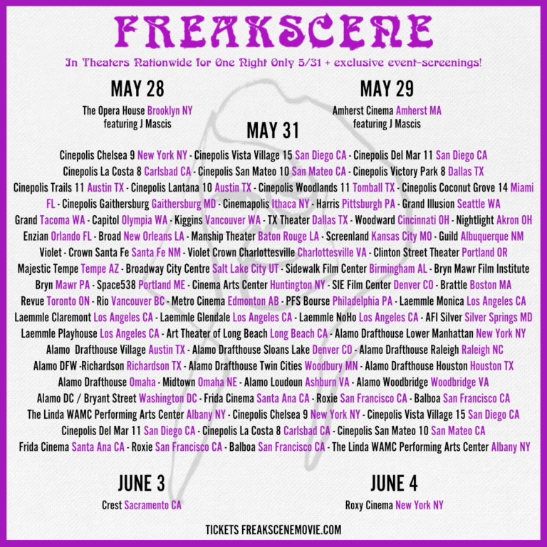 “FREAKSCENE: THE STORY OF DINOSAUR JR.” Is Going Into Theaters For One Night Only