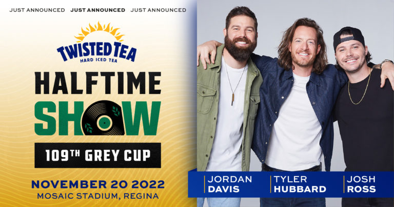 Jordan Davis, Tyler Hubbard of Florida Georgia Line and Canadian Josh Ross To Perform At 109th Grey Cup