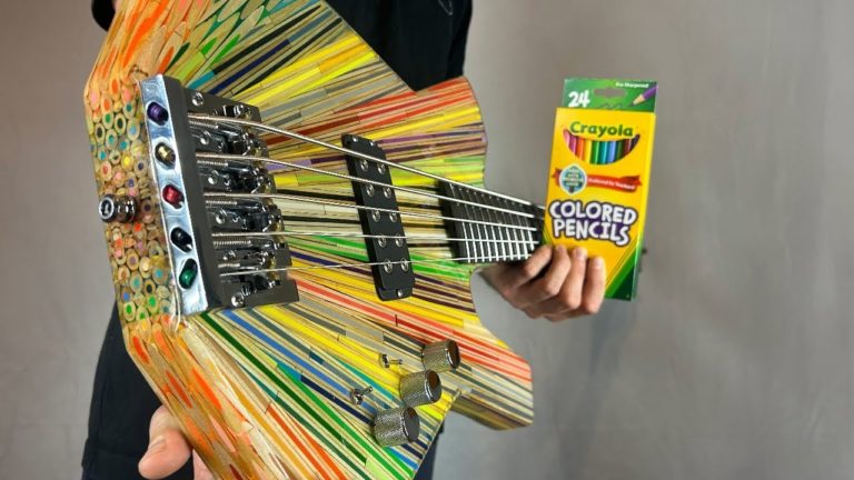 Burl’s Art Crafts a Stunning 5-String Bass from 2,000 Colored Pencils