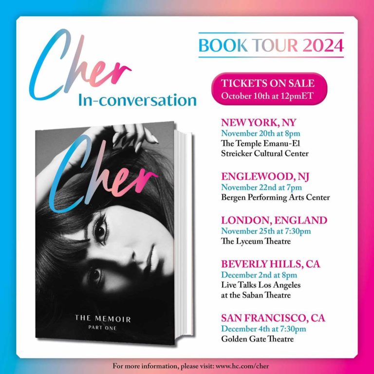 Cher Announces Book Tour for “The Memoir”