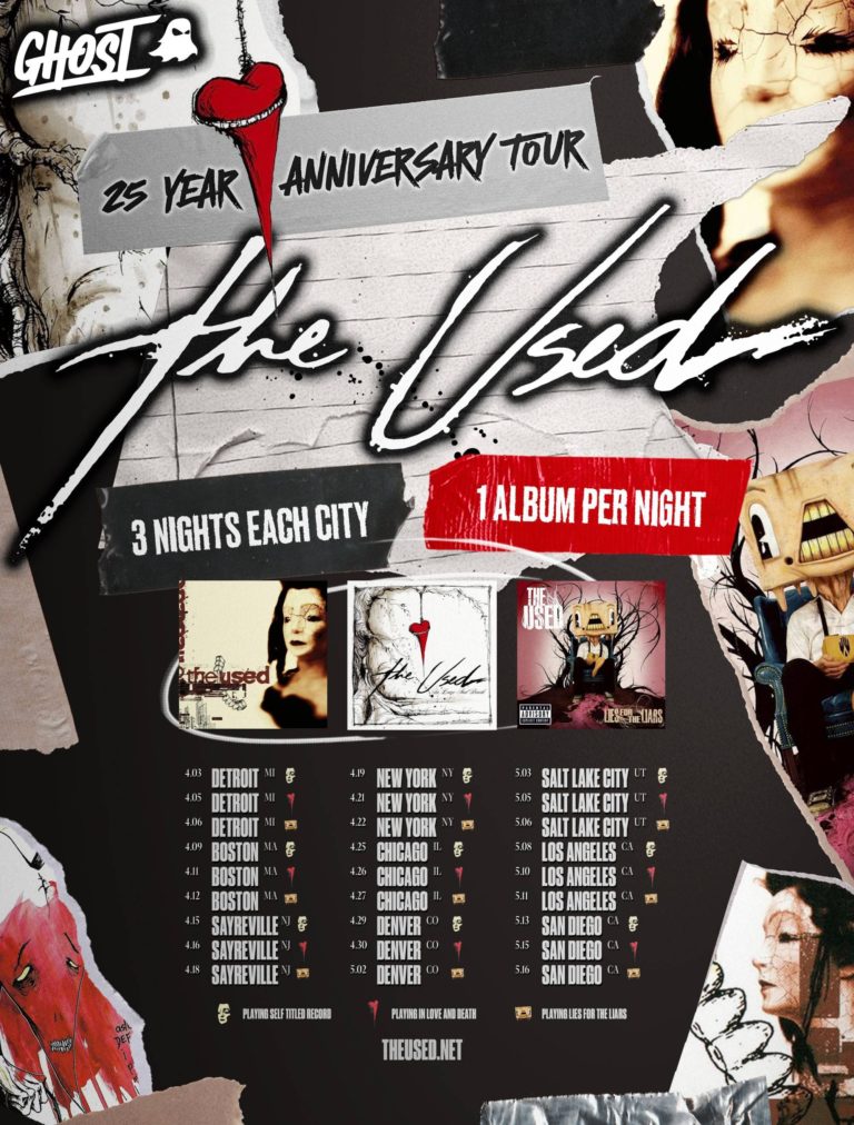 The Used To Play 3 Nights In Each City On 25th Anniversary Tour