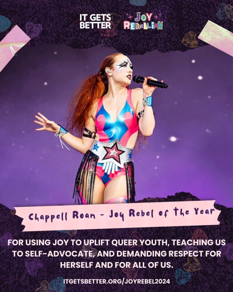 It Gets Better’s Youth Voices Name Chappell Roan as First-Ever “Joy Rebel of the Year”