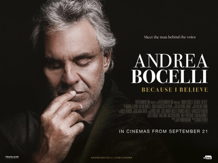 “Andrea Bocelli: Because I Believe” Hits Cinemas Globally Sept 21 via Trafalgar Releasing