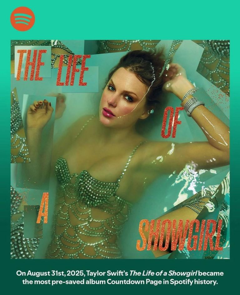 Taylor Swift’s ‘The Life of a Showgirl’ Becomes Most Pre-Saved Album in Spotify History With 5 Million Pre-Saves