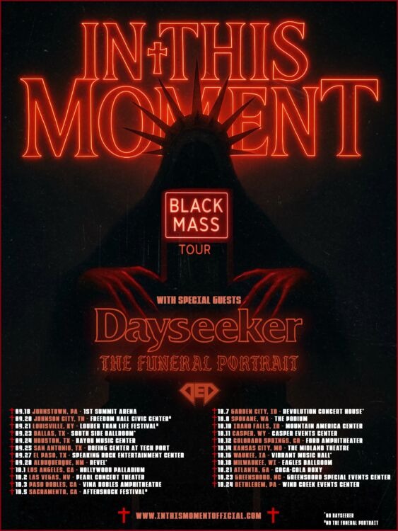 In This Moment Announce 2025 ‘Black Mass’ Tour with Special Guests Dayseeker, The Funeral Portrait, and DED