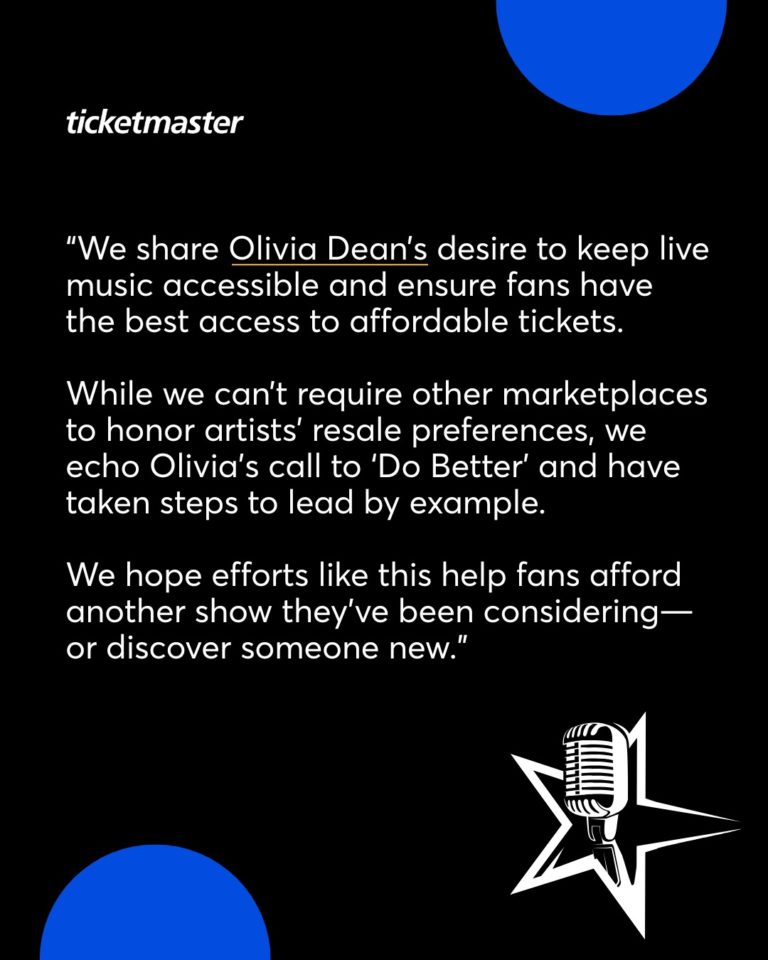 Ticketmaster Supports Olivia Dean’s Commitment to Fair Ticket Pricing and Takes Action to Cap Resale for ‘The Art of Loving Live’ Tour on Its Site