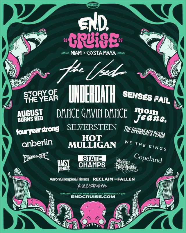 The Used, Underoath, Dance Gavin Dance And More Are Setting Sail On The 5th Annual E.N.D. Cruise