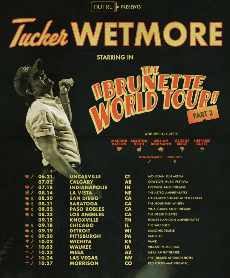 Tucker Wetmore Expands “The Brunette World Tour” With 17 New Dates