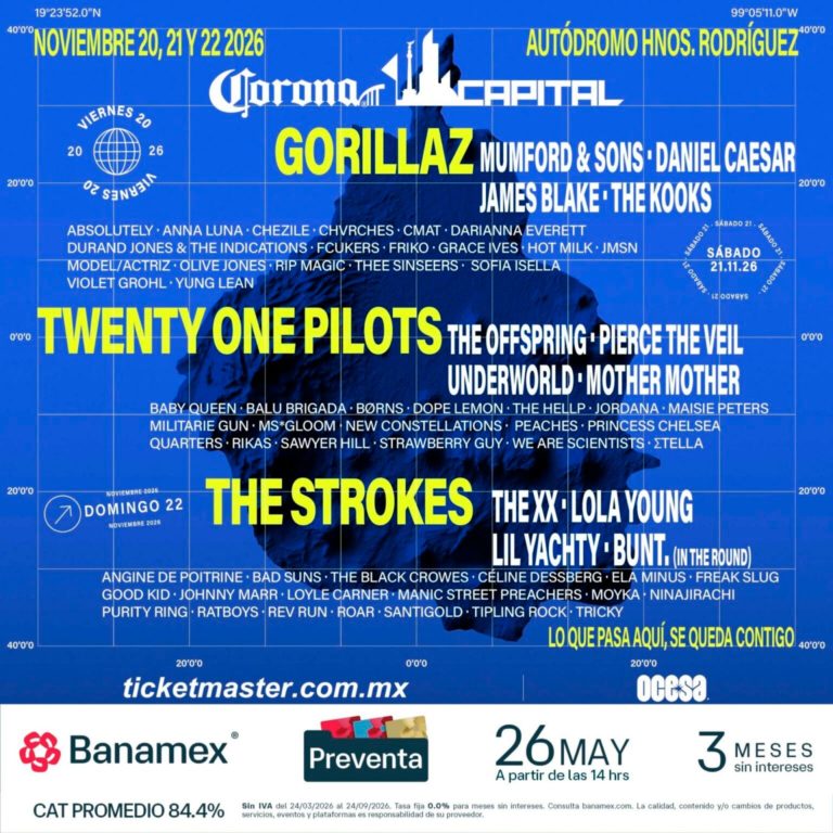 Corona Capital 2026 Locks In Gorillaz, The Strokes, and Twenty One Pilots for Mexico City