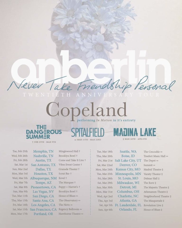 Anberlin Bring the Never Take Friendship Personal 20th Anniversary Tour Through the Midwest and East Coast This Month